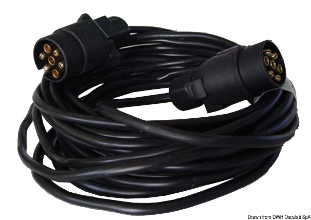 Extension cable for trailer 2 plugs/7 poles 10 m