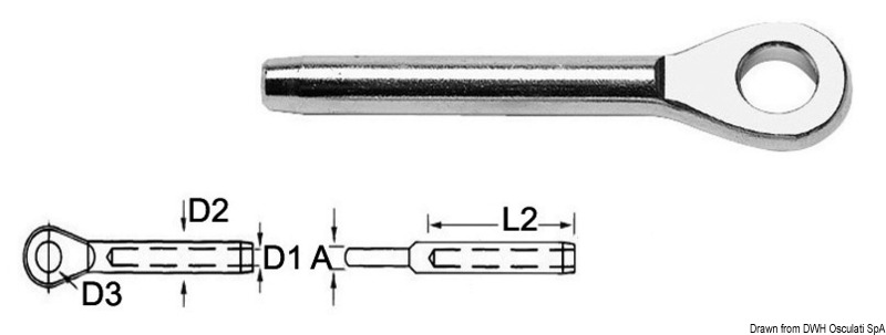 Eyelet terminal AISI 316 Ø 5 mm