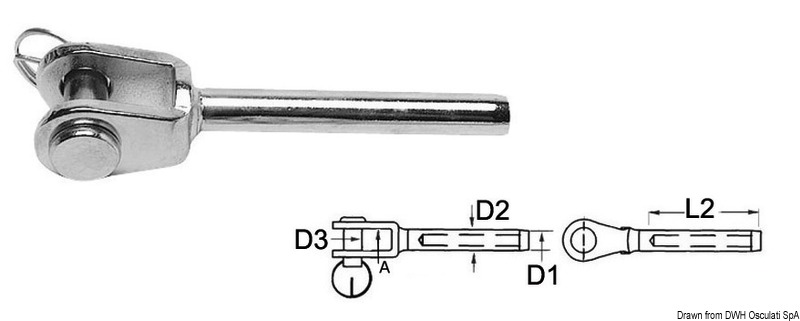 Fork terminal AISI 316 Ø 10 mm