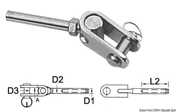 Terminal AISI 316 swivel fork Ø 3 mm