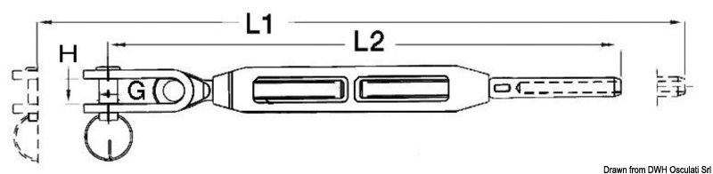 Turnbuckle press-fitting terminal 5/16" cable 5 mm