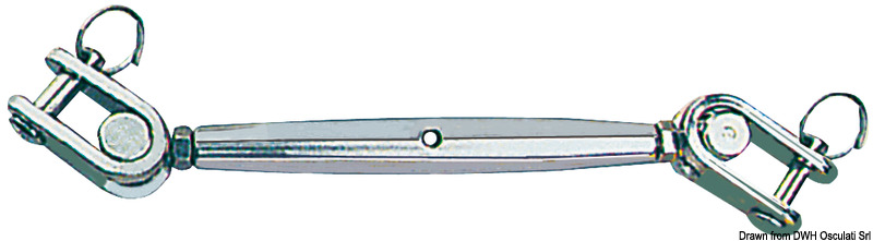 Turnbuckle w. 2 articulated jaws AISI 316 8 mm