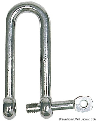 Long shackle with captive pin AISI 316 8 mm