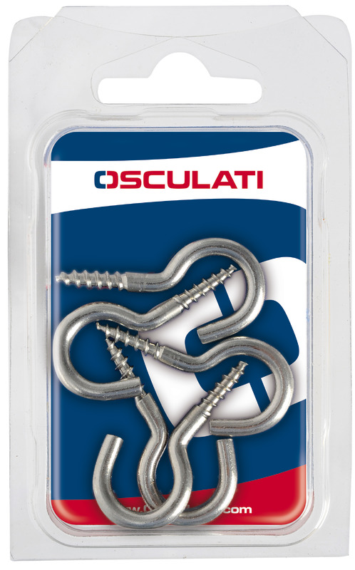 SS curved screw hooks 44 x 4 mm Blister packaging 5 pcs.