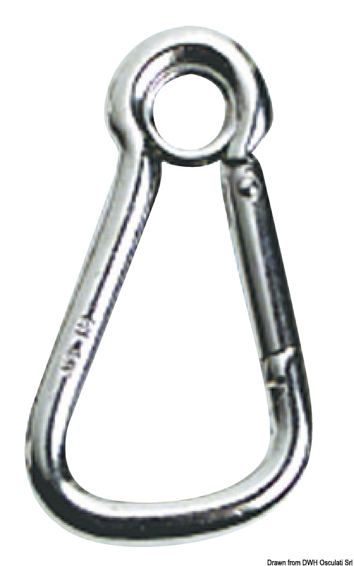 Carabiner hook AISI 316 w. eye large opening 18 mm