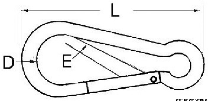 Carabiner hook with flush closure AISI 316 10 mm