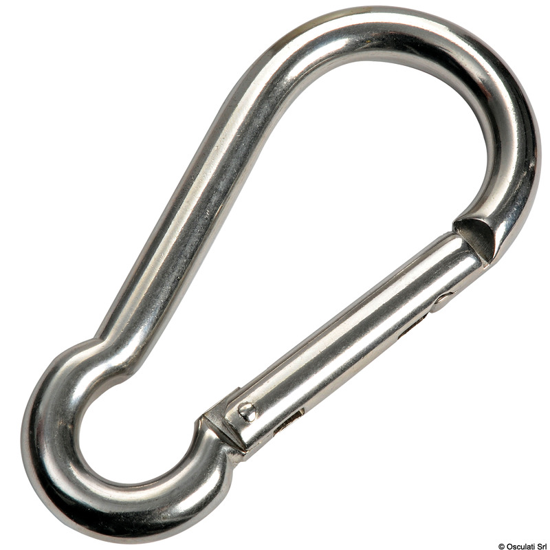 Carabiner hook with flush closure AISI 316 10 mm