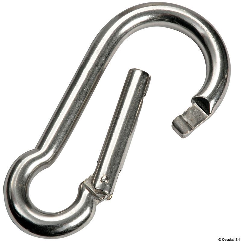 Carabiner hook with flush closure AISI 316 12 mm