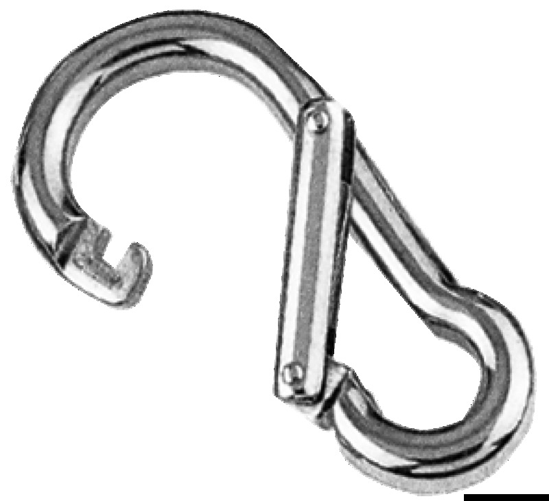 Carabiner hook asymmetric opening AISI 316 120 mm