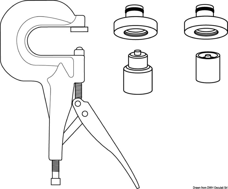 Press for mounting Q-SNAP snap fasteners