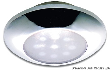 Watertight chromed ceiling light, white LED light