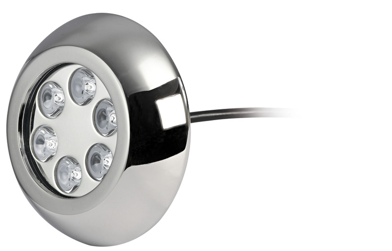Underwater light w/6x3W white LEDs with screws