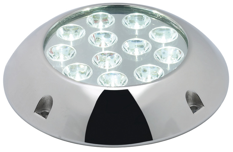 Underwater light w/12x3W blue LEDs with screws