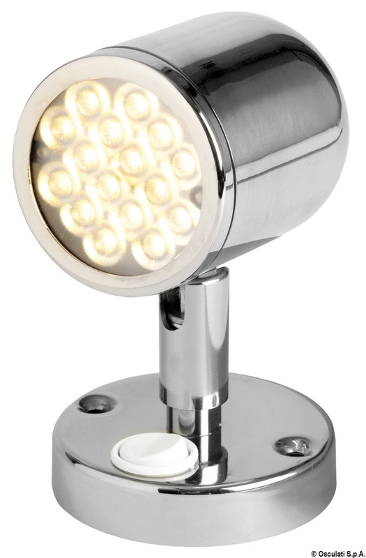 Articulated spotlight polished SS w. switch