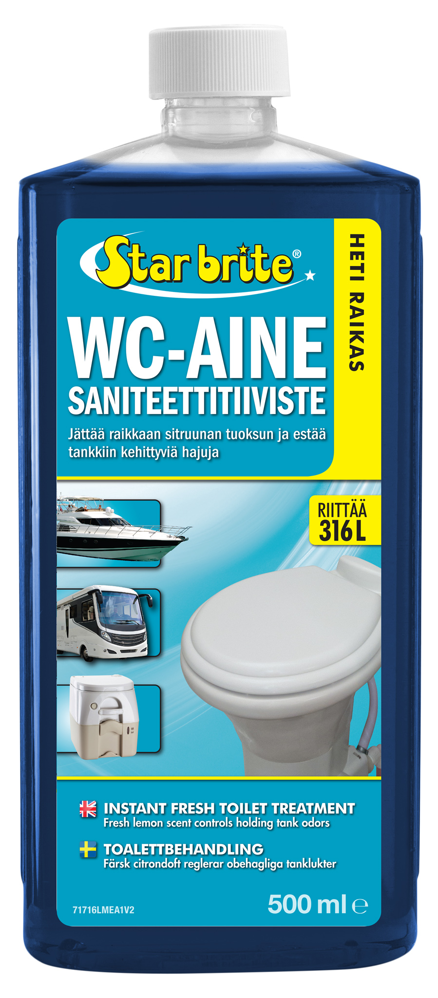 Star brite Instant Fresh Toilet Treatment Lemon Scent 500ml
