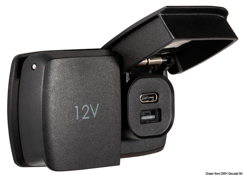 SCANSTRUT Flip Pro Duo USB-A+USB-C and power socket 12V