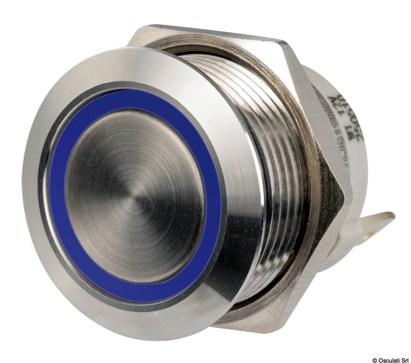 FLAT S.S. switch ON-OFF 12/24 V blue LED