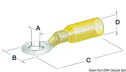 Pre-insulatd watertight eye 6.4 mm yellow
