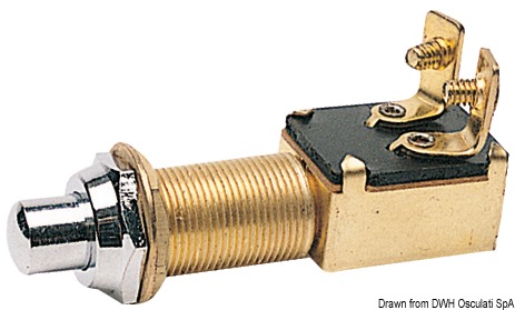 Push button chromed brass 15 x 25 mm