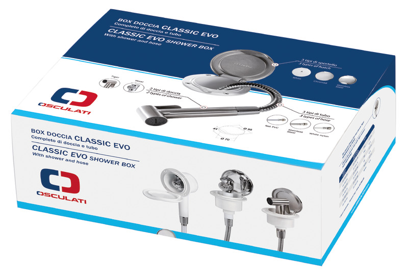 Classic Evo chromed shower box SS hose 4 m Flat mounting