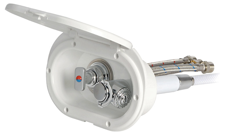 Oval shower box white PVC hose 2.5 m rear outlet Rear shower outlet