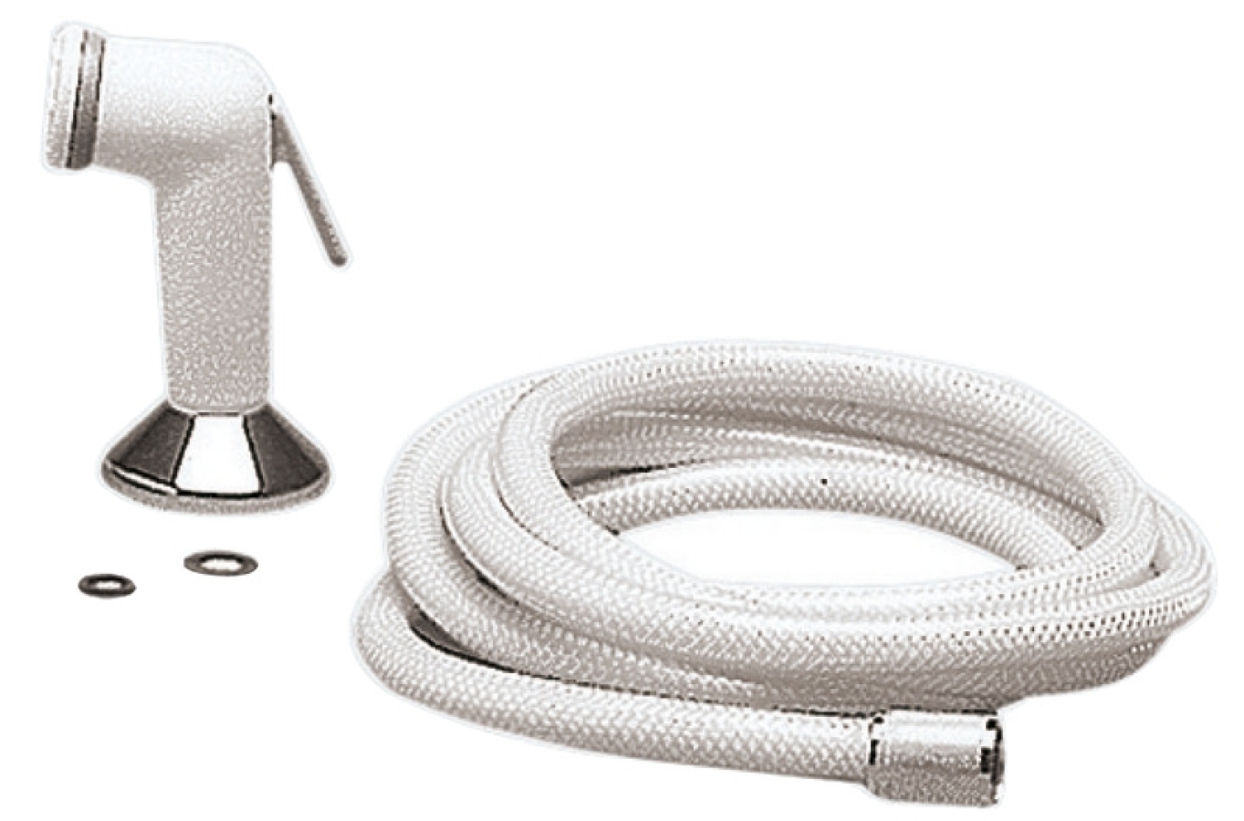 Shower head with 4m hose white PVC
