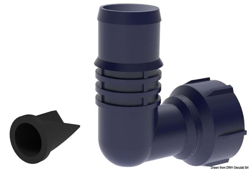 90° hose connector 3/4" - 1" w/non return valve
