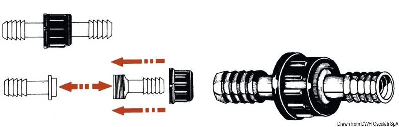 Nylon cylindrical hose fitting 18 mm