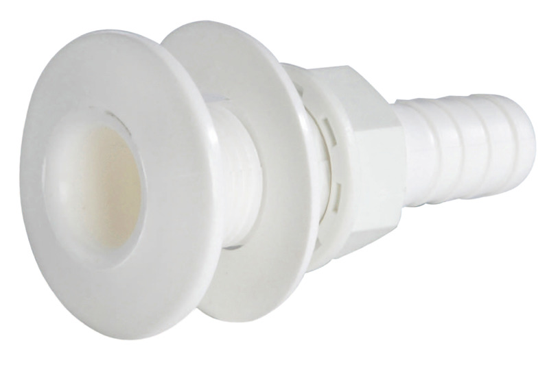 Seacock white plastic w/hose adaptor 1"1/4