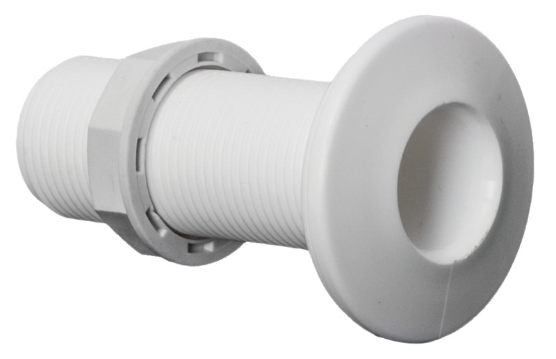 Threaded seacock white plastic 1"