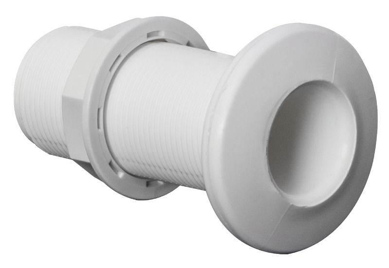 Threaded seacock white plastic 1"1/4