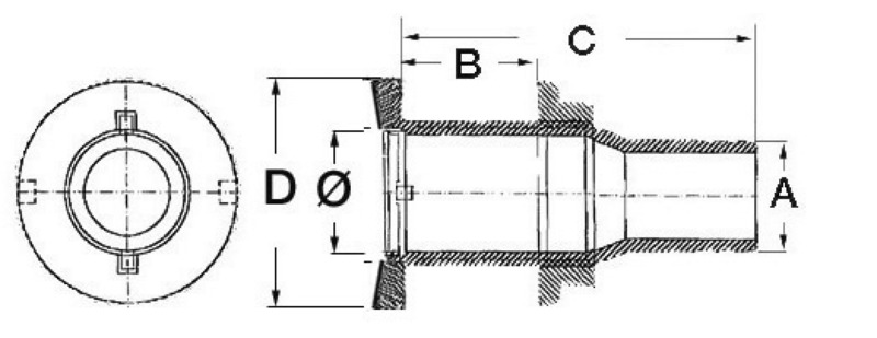 Flush skin fitting AISI 316 3/4" x 24 mm