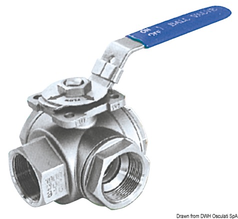 3-way ball valve AISI 316 1"