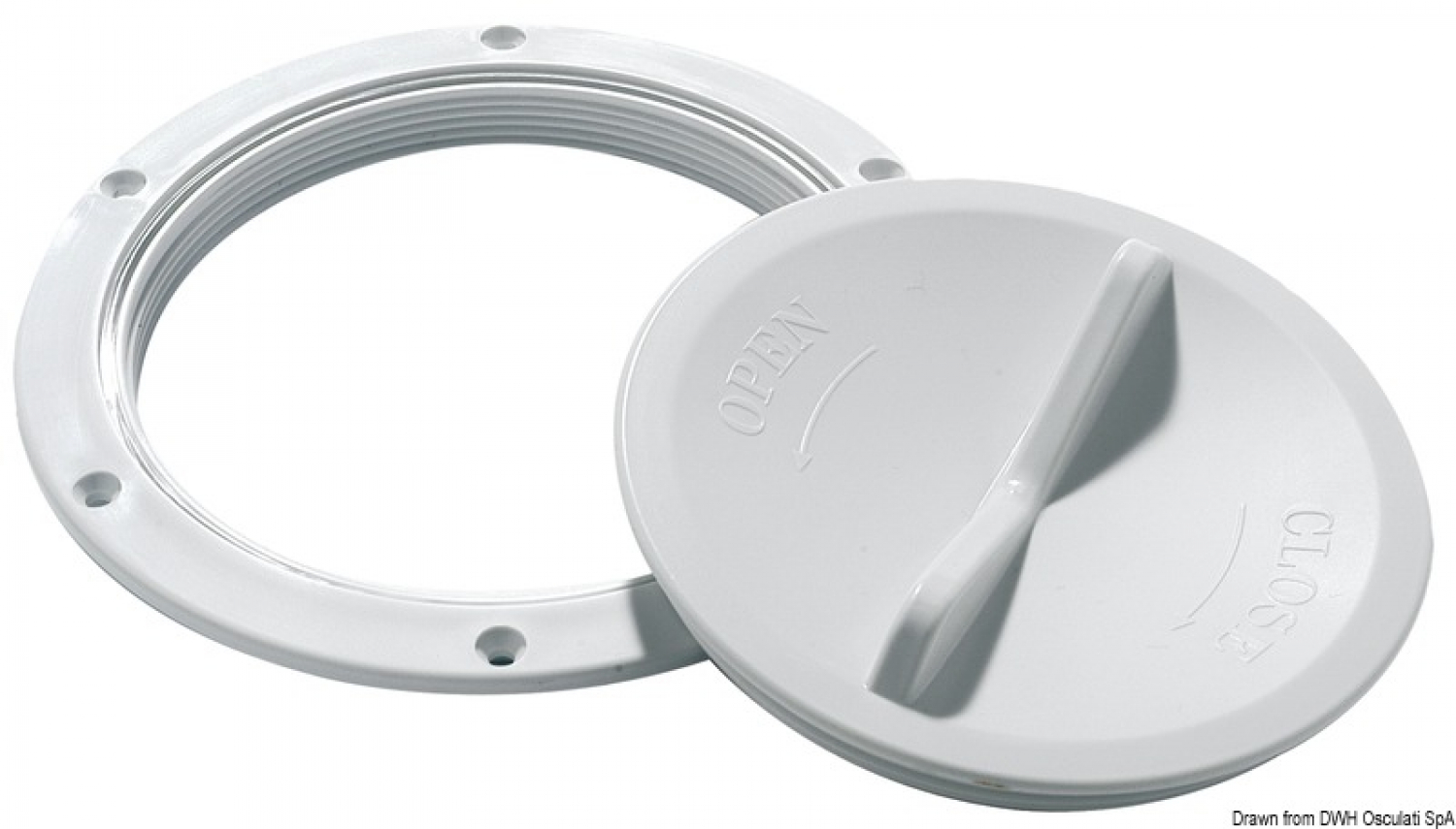 White inspection hatch 102mm, Outer diameter 145mm, Opening diameter 100mm