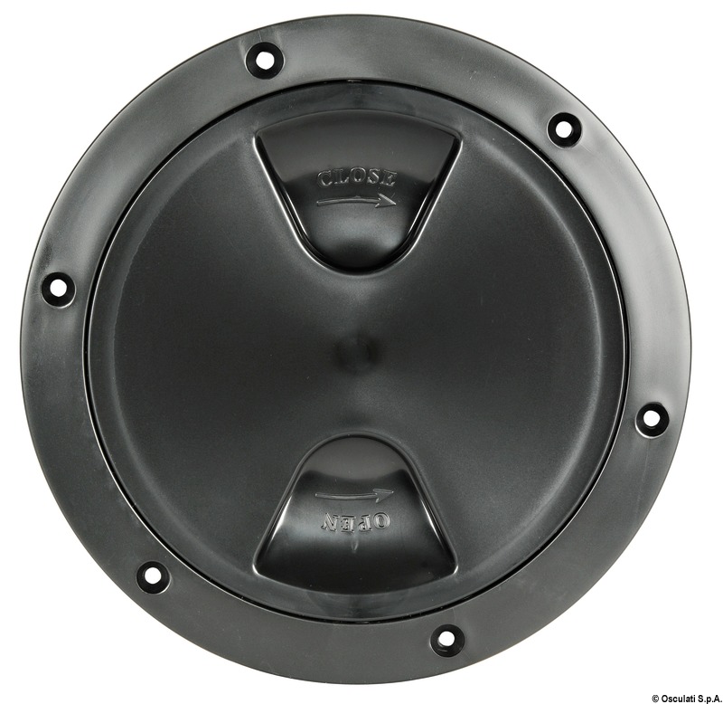 Inspection hatch with screw lock, black, Ø203 mm