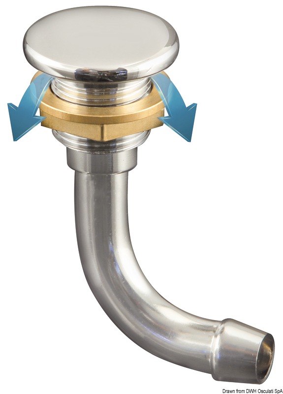 Full Flush chromed brass fuel vent 90° Ø 19 mm
