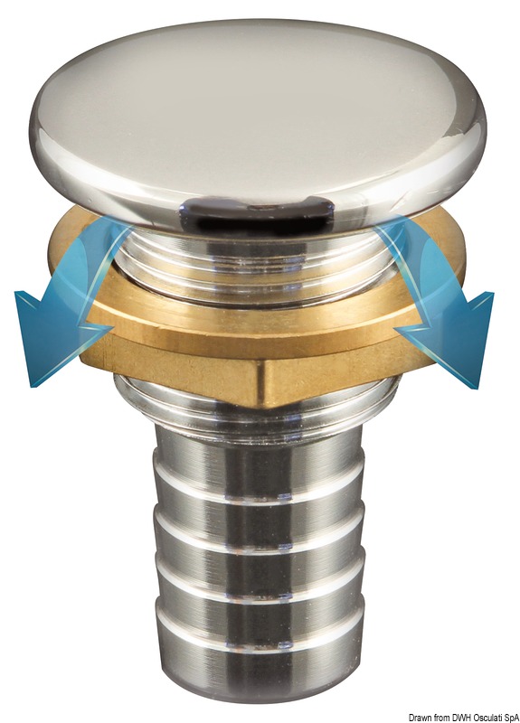 Full Flush chromed brass fuel vent straight Ø 16mm