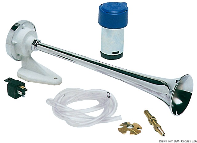 Trumpet horn w/compressor chromed ABS 24 V