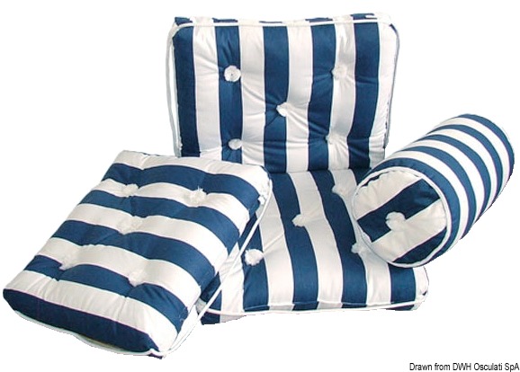 Roller cotton cushion blue/white stripe Ø190x440mm