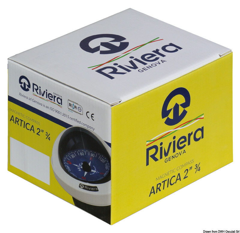 RIVIERA Artica Slim 2"3/4 white recess-fit compass, black rose