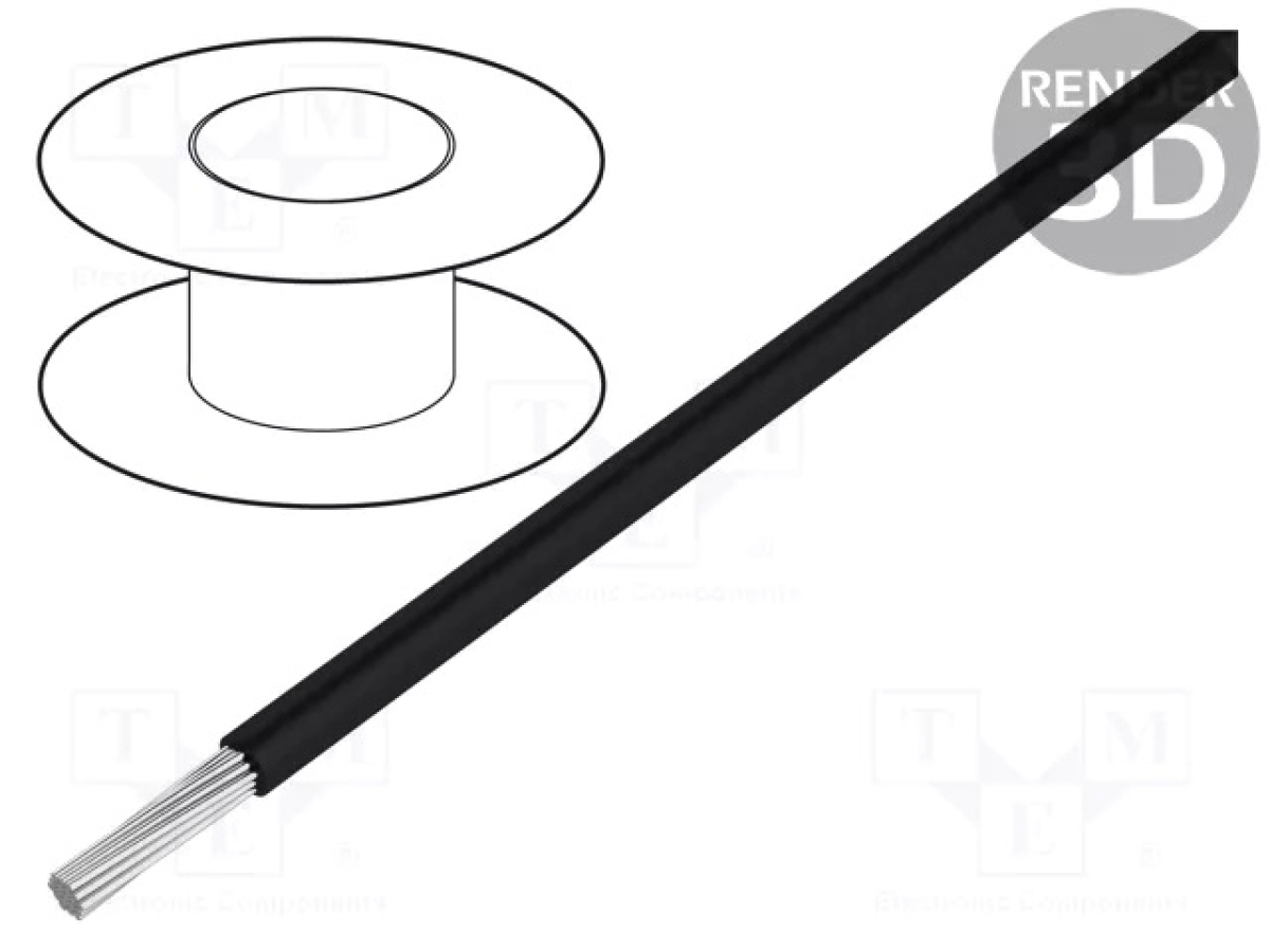 Wire 16AWG PVC - Black - Tinned Alpha wire USA
