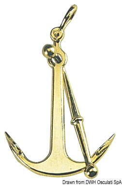 Admiralty anchor pendant, polished brass, 85 mm