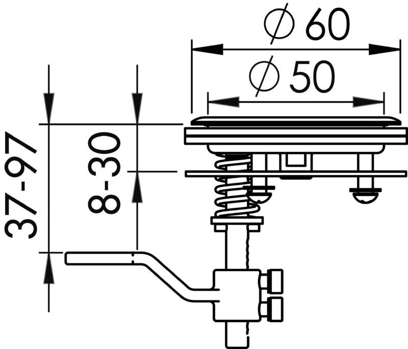 Lift and turn flush latch AISI316 without lock Ø60