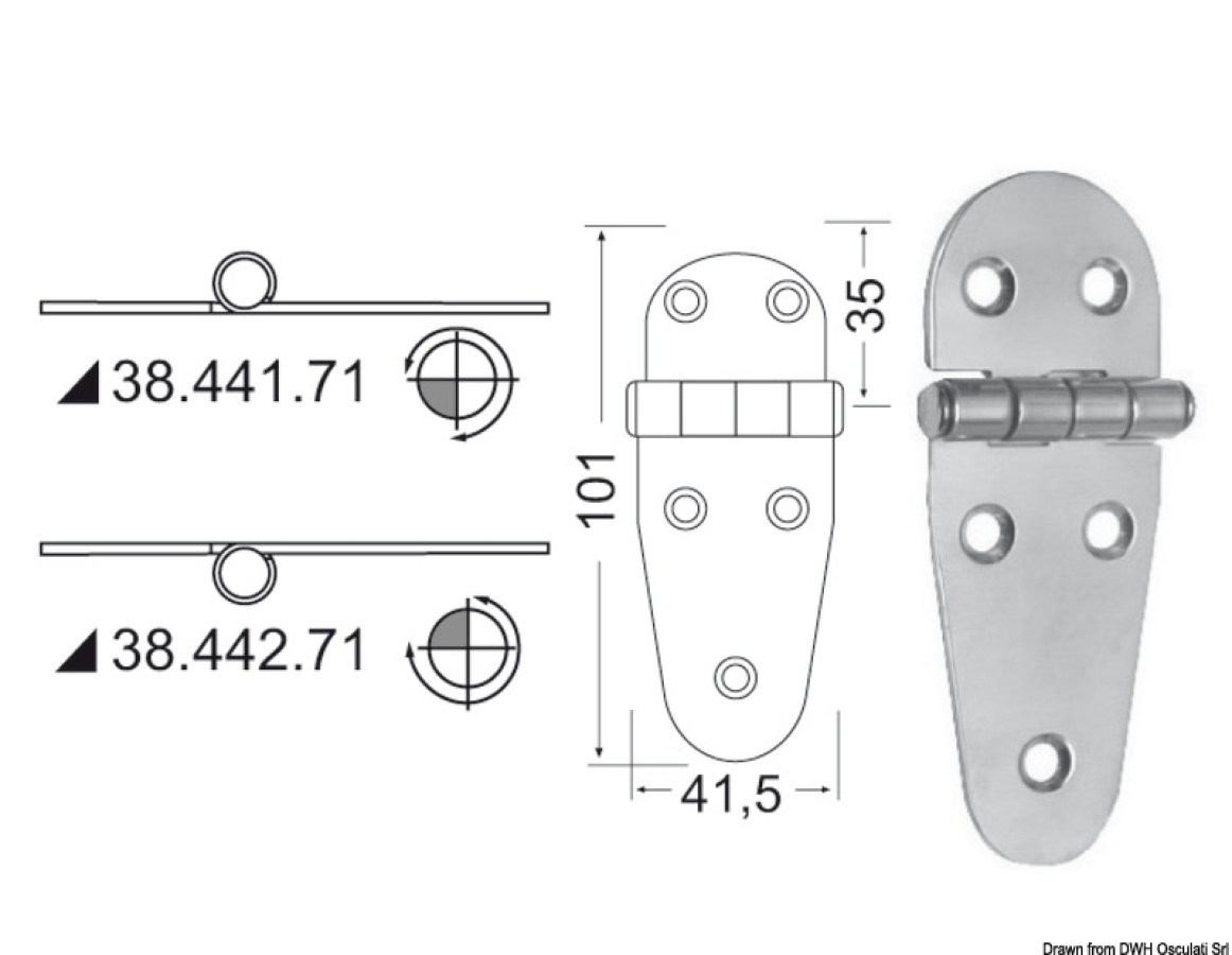 Hinge 101x41.5mm SS