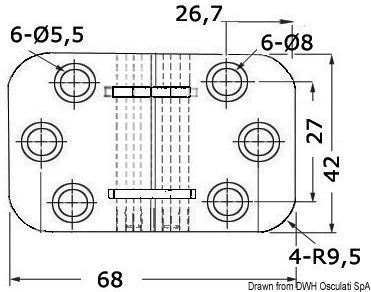 Foldable hinge 68x42 mm