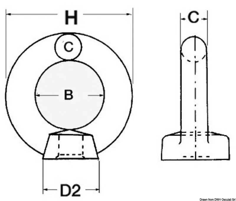 Female forged eyebolt AISI316 10 mm
