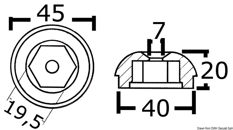 Aluminium spare anode orig. ref. 71190A