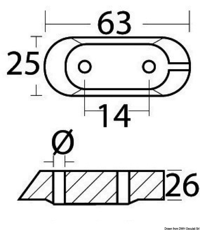 Aluminium bridge anode for Yamaha 4/70 HP