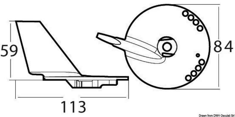 Zinc fin anode Suzuki DF60/140 with bores
