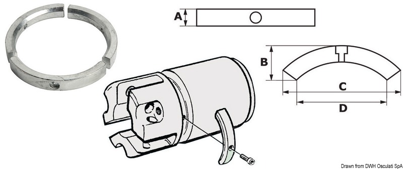 Kit 3 zinc anodes f.Sail Drive 3-blade propeller